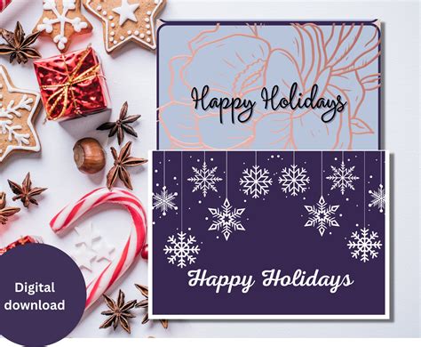 Happy Holidays Cards Printable Happy Holidays Cards Instant - Etsy