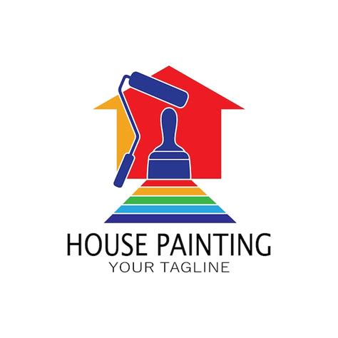 Logo Icône Illustration Peinture De Maison Avec Un Mélange De Pinceaux Et De Rouleaux Pour La ...