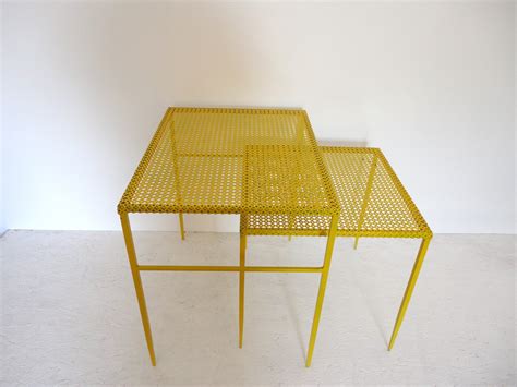 Pair of lacquered metal side tables, Mathieu MATEGOT - 1950s - Design Market