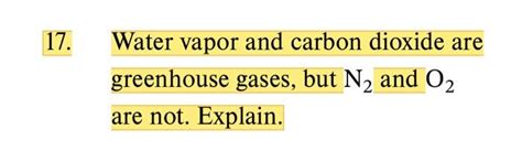 Solved Water vapor and carbon dioxide are greenhouse gases, | Chegg.com