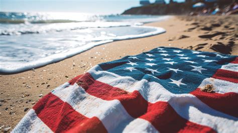 American flag on beach, sunset at beach, flag on sand, patriotic beach scene, USA flag outdoors ...