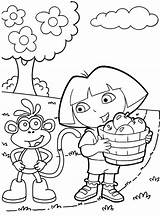 Dora And Boots Picking Fruits Coloring Sheet  Mitraland sketch template