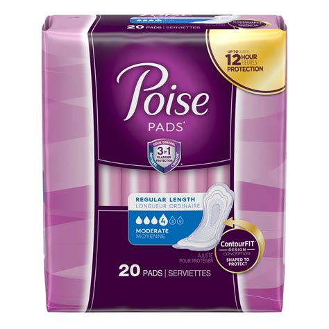 Poise Incontinence Pads, Moderate Absorbency, Regular, 20 count - Walmart.com