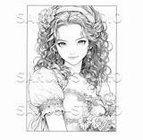 Premium Coloring Page Grayscale Printable Adult Women  sketch template