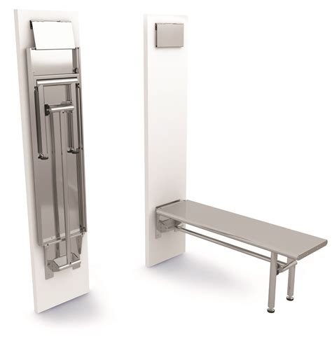 Wall Mount Fold Down Gowning Bench - Cleanroom Furniture - Cleanroom ...