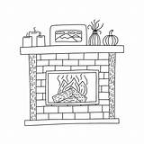Coloring Page With Cozy fireplace And Home Decor Vector 27730168  sketch template