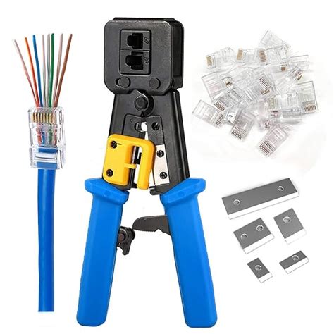 RJ45 Professional Crimp Tool Pass Through Cat5 Cat5e Cat6 Heavy Duty ...