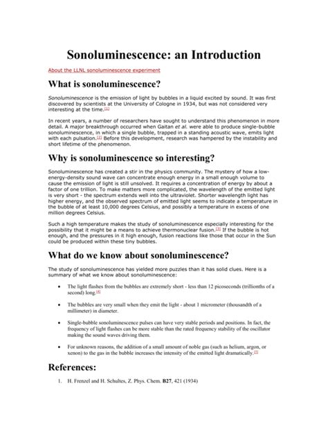 Sonoluminescence: an Introduction