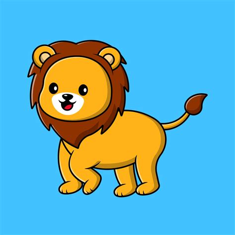 Cute Lion Walking Cartoon Vector Icons Illustration. Flat Cartoon Concept. Suitable for any ...