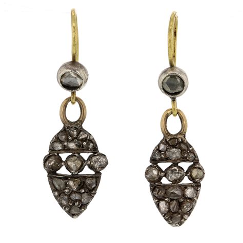 Vintage | Antique Victorian Silver and Gold Diamond Earrings at Voiage Jewelry