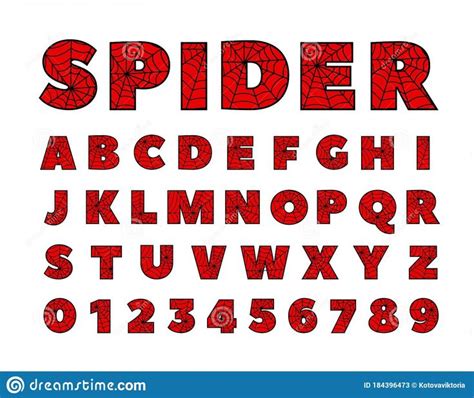 the alphabet spider web font and numbers on white background with ...