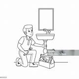 Vector Illustration Of Plumber Isolated On White Background Jobs And  sketch template