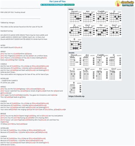 Chord: For Love of You - Audrey Assad - tab, song lyric, sheet, guitar, ukulele | chords.vip