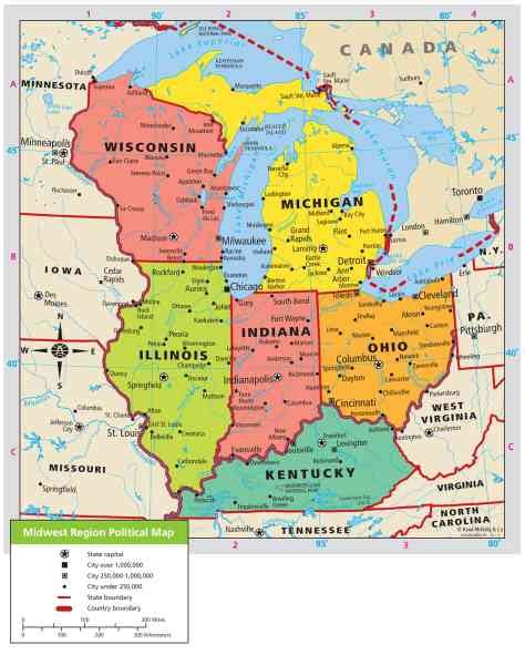 Map Of Midwest Region - HolidayMapQ.com