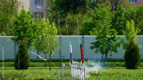 Model Rocket Launch,the Rocket Modeling. Slow motion Stock Video ...