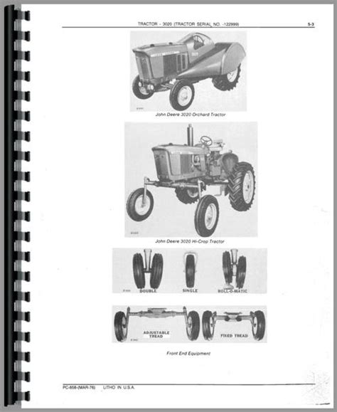 John Deere 3020 Tractor Parts Manual