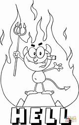Little Red Devil Holding Up A Pitchfork And Smoking Cigar In Front Of  sketch template