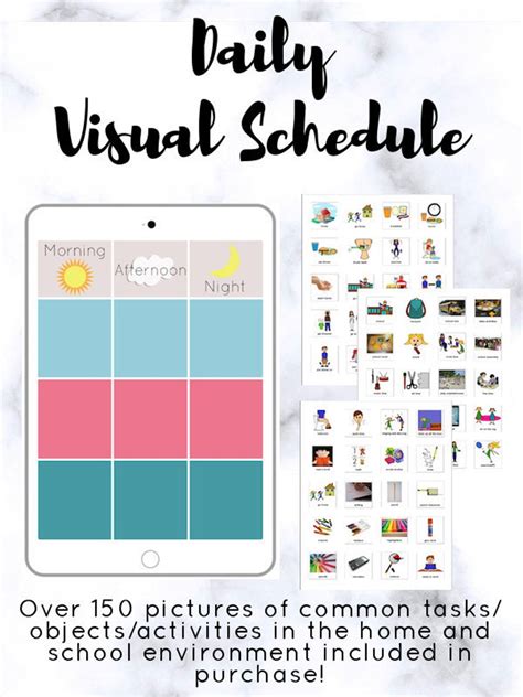 Visual Schedule Printable With PECS Divided by Time of Day chore Chart ...