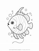 Cartoon Fish Coloring Page With Bubbles  Fun Kids Activity sketch template