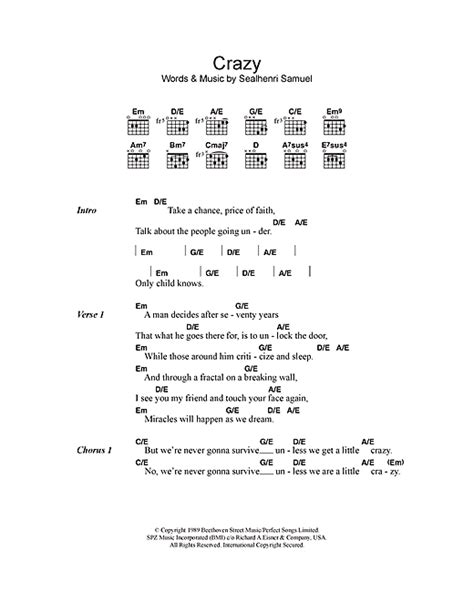 Crazy sheet music by Seal (Lyrics & Chords – 114641)