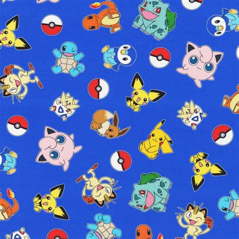 Pokémon Cotton Fabric by the Yard Pokemon Royal Blue - Etsy