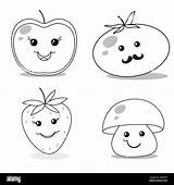 Coloring book With cartoon fruits 1  Vector Illustration Stock sketch template