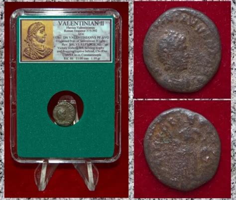 ANCIENT ROMAN EMPIRE Coin VALENTINIAN II Victory Dragging Captive Small ...
