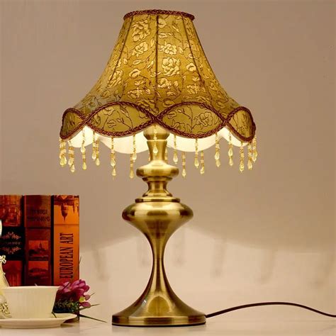 European Vintage Bedroom table Lights Luxury Bedsides Fabric Living ...