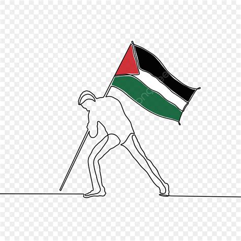 Palestine Flag PNG Picture, Man Holding Palestine Flag One Line Art Continuous Free, Man Drawing ...