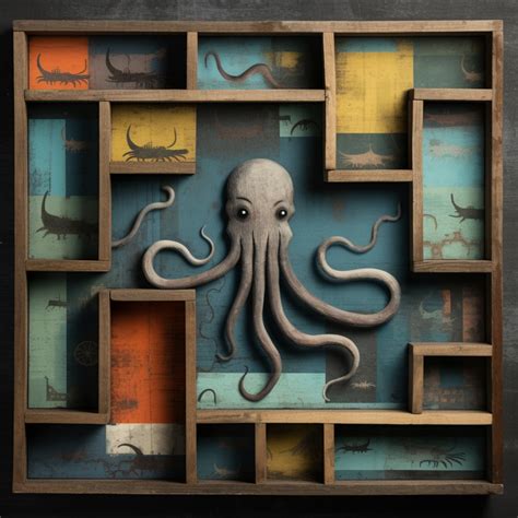 Nautical Framed Shelves Octopus Art Free Stock Photo - Public Domain ...