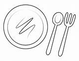 Printable Plate And Utensils Coloring Page sketch template