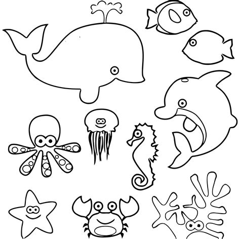 Cute Sea Animals Colouring Pages