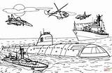 Navy Warships Sumbarine And Aircraft coloring Page  Free Printable sketch template