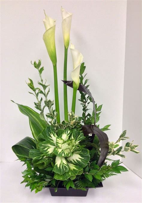 Designer Calla Lily and Kale Contemporary Arrangement | Contemporary ...