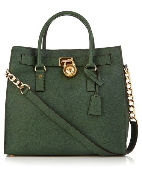 Dark Green Leather Padlock Satchel | Handbags michael kors, Michael ...