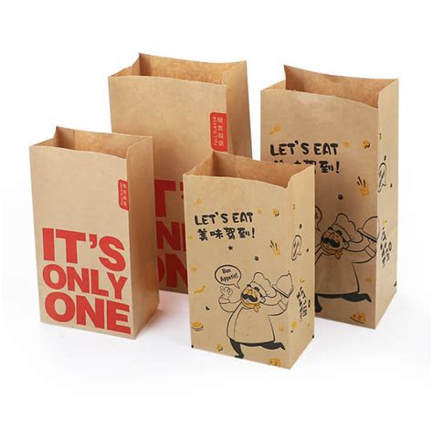Wholesale Biodegradable kraft custom printed fast food paper bags paper bag high quality grade ...