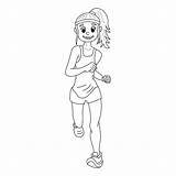 Girl Running Coloring Pages sketch template