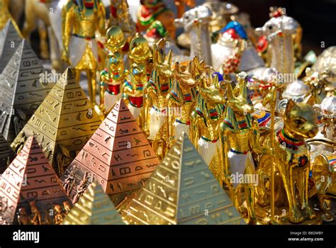 CAIRO, EGYPT. Shiny souvenirs for sale at the Giza Pyramids. 2009 Stock ...