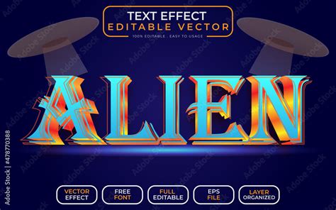 Alien 3D Text Effect EPS Vector File Stock Vector | Adobe Stock