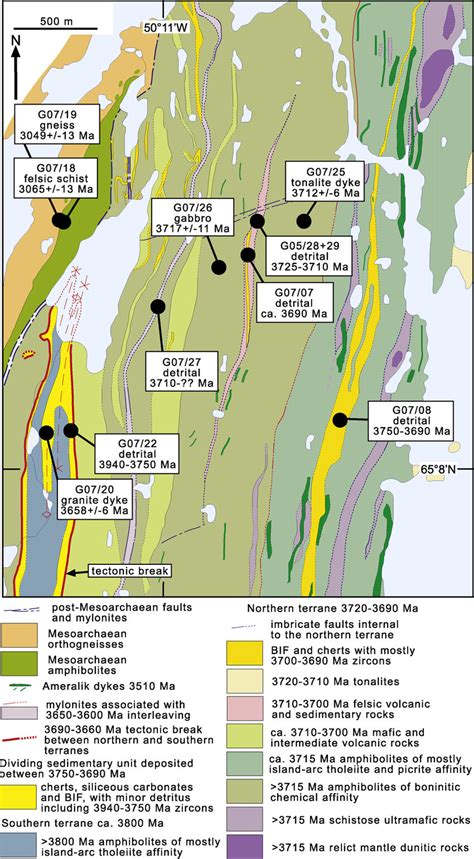 Geological map of field relations in the western end of the Isua ...