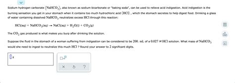 Solved Sodium hydrogen carbonate (NaHCO3), also known as | Chegg.com