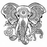 Elephant Head Coloring Page sketch template