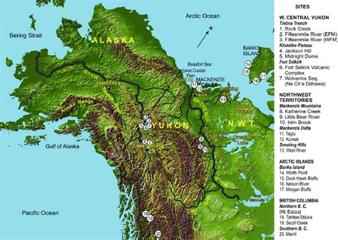 1 Relief map of NW North America and locations of sites described in ...