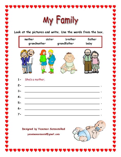 Family Worksheets PDF - Practice Family Members and Sentences