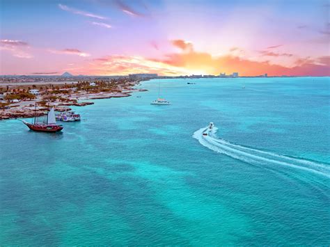 Aerial from Aruba island in the Caribbean Sea at sunset — Yacht Charter & Superyacht News