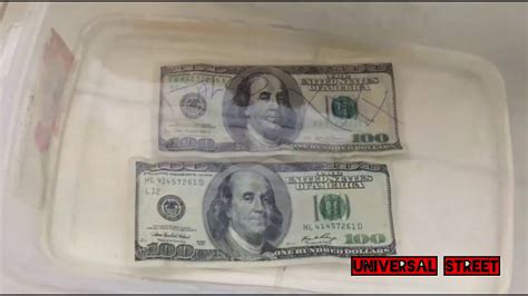 Prueba de billete de 100 dolares falso y verdadero en agua. - YouTube