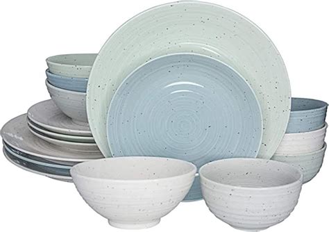 Sango Siterra Artist's Blend 16-Piece Stoneware Dinnerware Set with Round Plates and Bowls ...