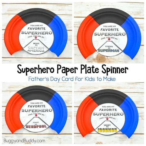 Superhero Father's Day Card: Paper Plate Spinner Craft for Kids with ...