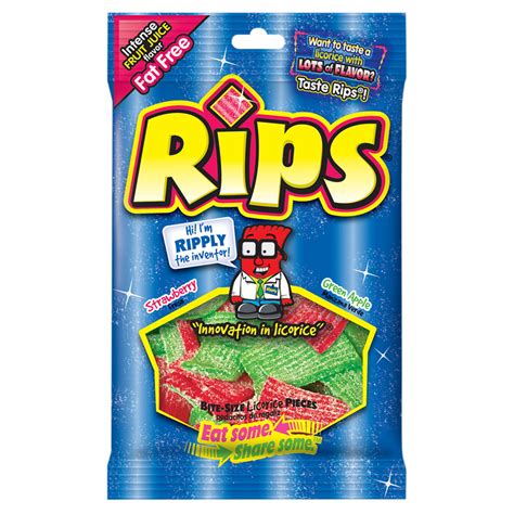 Rips Sour Licorice Pieces 4 Oz Peg Bag | Nassau Candy