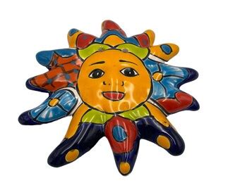 Talavera Sun Face Decorative Folk Art Mexican Pottery Wall Art Handmade ...